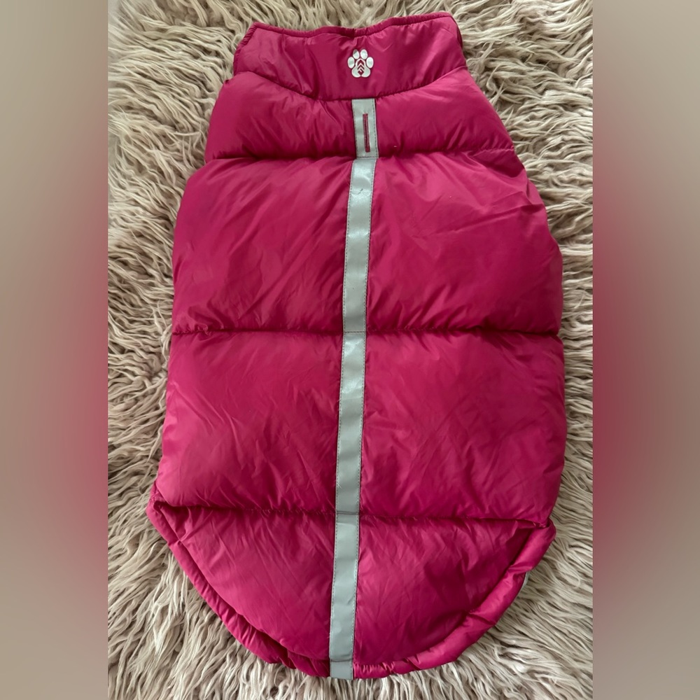 Dog winter bubble coat & dog hat- pink - size L (coat) size M/L (hat) - Picture 2 of 11